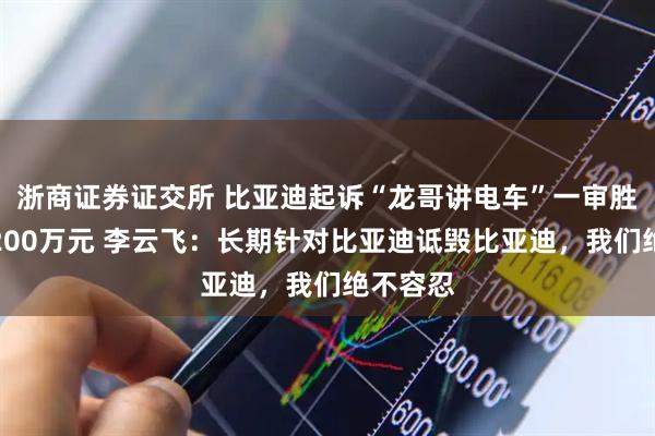 浙商证券证交所 比亚迪起诉“龙哥讲电车”一审胜诉获赔200万元 李云飞:长期针对比亚迪诋毁比亚迪,我们绝不容忍